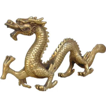 китайски фън шуй мед месинг зодиакални бягане дракон звяр Успех щастлива статуя украса метално занаят