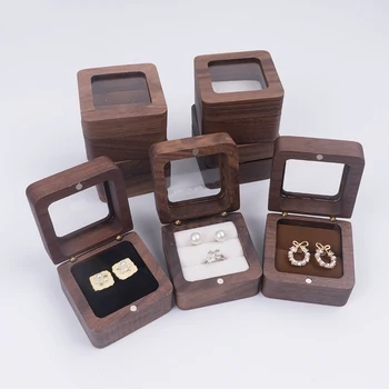 Ковчег за бижута от дърво, кутия за годежни пръстени, Кутия за съхранение на годежни пръстени, опаковъчна хартия, Калъф за обеци, пръстен, гривна, Кутия за показване