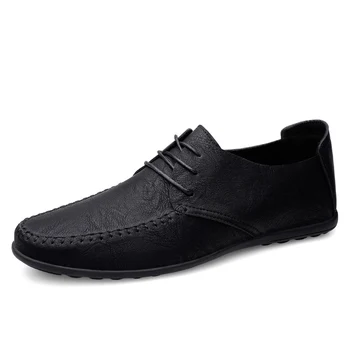 Кожени мъжки обувки, модни официалната Мъжки обувки, Мокасини, Италиански дишаща Мъжки обувки за шофиране, черен, големи размери 38-47