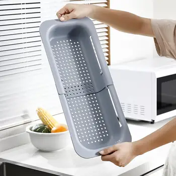 Компактно устройство за миене на съдове, многофункционален сгъваем кош за източване на над мивката, от хранително-полипропилен, Прибиращи плодове за кухни