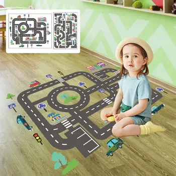 Креативна Развитие играчка За деца, Самозалепващи Знаци за паркиране на автомобили, Стикери с анимационни Модел, Пътна карта, Автомобилни Пътнически игри