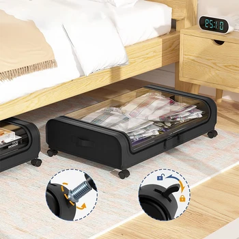 Кутия за съхранение под леглото на колела прахоустойчив рафтове за съхранение под леглото с калъф прост кутия за съхранение на дрехи и обувки