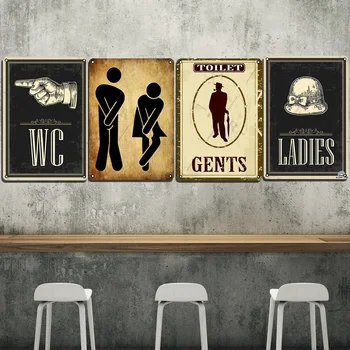 Лидице табелка за тоалетна, метален декор, Женската тоалетна, Ретро знак, Метален Ретро-плакат, Стикер на стената за домашна бар, Интериор по Поръчка, Снимка