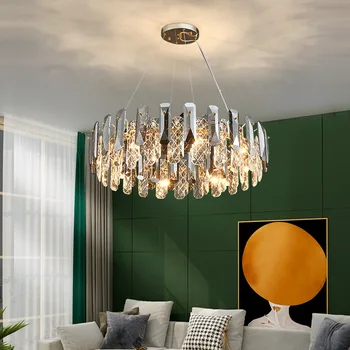 Луксозен модерен кристална окачен лампа, led полилей, начало декор, хол, трапезария, висящи лампи за таван