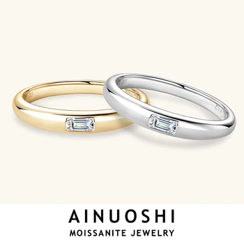 Луксозен пръстен с муассанитом изумрудени диаманти 0,2 карата AINUOSHI За жени, Сребърни пръстени 925 проба, Оригинални Сертифицирани Сватбена украса Eternity, подарък