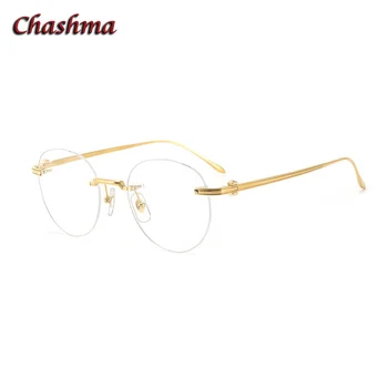Марката Дизайнерски Кръгли Очила от чист титан Леки Очила Мъжки слънчеви Очила без рамки Качествена Дограма за Оптични Очила с Рецепта лещи