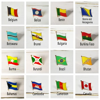 Метална икона на националния флаг на ревера, икона на страната, Цял свят Белгия, България, Бразилия, Камбоджа Канада Бутан Босна и Херцеговина