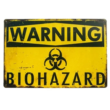 Метална лидице табела, на предупредителен за биологична опасност, Железни плочи, Гараж, механа, Художествена картина, плакати, декорация на стените у дома