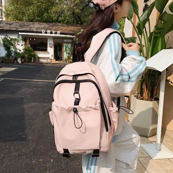 Многофункционална училищна чанта, нова водоустойчива чанта с множество джобове, монофонични раница за жени