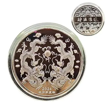 Монета Година на Дракона 2024 Year Of The Dragon колекционерска стойност китайски монети Настолно украшение за журнального маса на входната врата