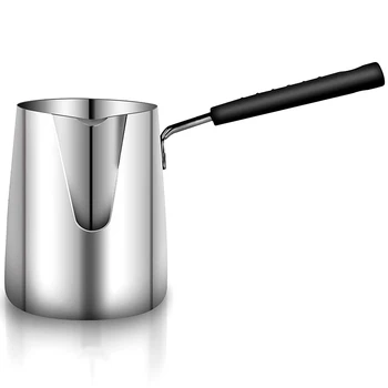 Нагревател на масло и кафе от неръждаема стомана, Турски кана за Кафе, Мини-котел за топене на масло и Молочник с чучур - (350 МЛ)