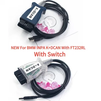 Нов за BMW INPA K + DCAN с FT232RL с чип смяна за BMW IN *-PA K DCAN USB-интерфейсен кабел, с 20-пинов интерфейса кабел