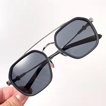 Нов стил от висококачествена хромирана дограма с голям размер, vintage слънчеви очила HOTATION, мъжки, полигональные, метални, женски, ретро-стъкло VU400
