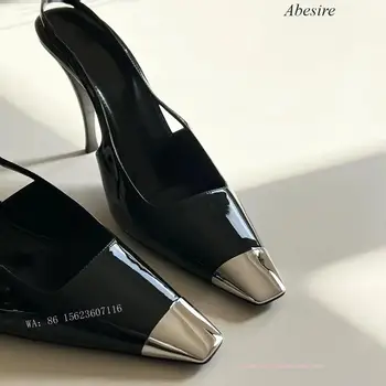 Нова черна секси нощният парти Baotou с квадратни пръсти, дамски обувки на висок ток-висок ток, приказно универсални обувки за отслабване