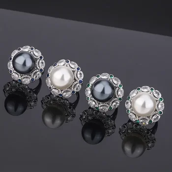Новост 2023 година в ретро-стил, набор от регулираните годежни пръстени с бели перли за двойки, дамски бижута със сини 5A кубическим цирконием, висококачествен аксесоар