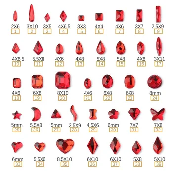 продажба на едро на Red Saim Различни форми на Кристали за нокти с фиксирана облегалка Кристали специална форма на Камъни за нокти-арт 3D Персонализирани украса