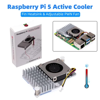 Радиатор Радиатор Raspberry Pi Active Cooler Fin С Регулируема Скорост на Въртене на Вентилатора PWN, Охлаждащ Радиатор, Радиатор за Raspberry Pi 5