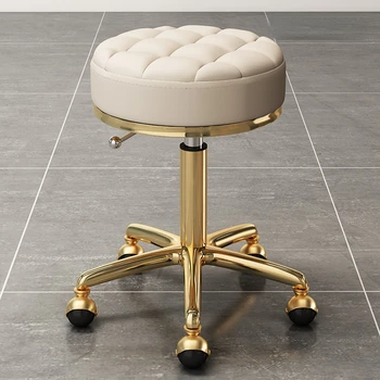 Ретро Модерен Въртящ се стол, пейка за фризьорски салон, Златна коса стол, Масажна клиника, Офис седалка за дома, мебели за интериора на Cadeira