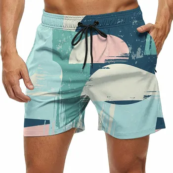 Свободни летни плажни панталони за мъже, шорти за сърф и плаващи, 5-инчов шорти за плуване, мъжки