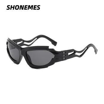 Слънчеви очила ShoneMes в стил steampunk за мъже и жени, стилни слънчеви очила в стил пънк, слънчеви очила с UV400 защита от черно огледално сребро за унисекс