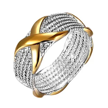 Сребро Проба 925, златен пръстен с буквата X, за жени, за мъже, мода, сватба, Годеж, подарък за парти, Очарователни бижута
