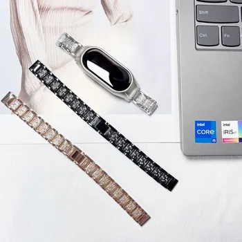 Сребърна гривна на китката за Xiaomi Mi Band Подмяна на 7 Mi Band 5/6 4 Гривна Смяна каишка за ръка, Метална каишка за часовник за жени и момичета