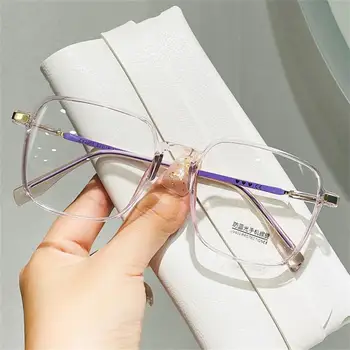Тенденцията очила с защита от синя светлина, Прозрачни Очила за защита на очите в голяма рамка, Дамски очила за украса на лицето, Плоски Леки Очила
