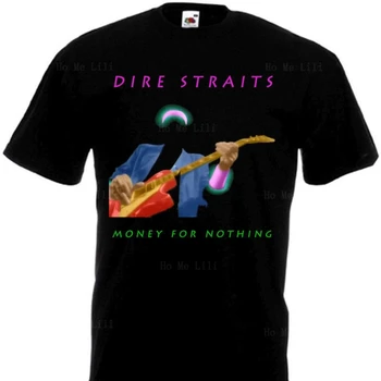 Тениска Dire Straits Money For Nothing Черен плакат на Всички размери S 6xl Тениска за мъже Върхове с кръгло деколте Мъжки Базова връхни дрехи