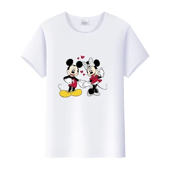 Тениски за двойки с Мики Маус, Ризи с къс ръкав, Любители на Анимационен филм 