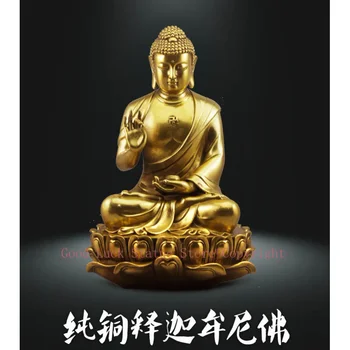 ТОП GOOD - -HOME lobby Temple Company Будизма Поклонение Късмет Благоприятен Лотос РУ ЛАЙ Буда латунная статуя 25 СМ