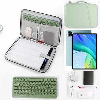 Чанта за съхранение на таблет за Teclast M50 с водоустойчив ръкав, много джобове, дръжка за носене, калъф с цип за кабели, мишка, клавиатура, телефон