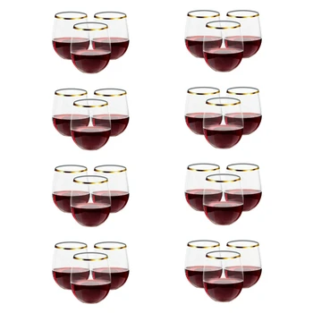 Чаша за сок със златен ръб, за еднократна употреба прозрачни пластмасови чаши за вино на 12 унции, пластмасови чаши за мартини, необичайни чаши за партита