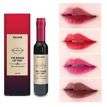Червило във формата на бутилка червено вино Глазура за устни Течен Хидратиращ Крем Подхранващ гланц За Секси момичета Устойчив грим 6 цвята за устни