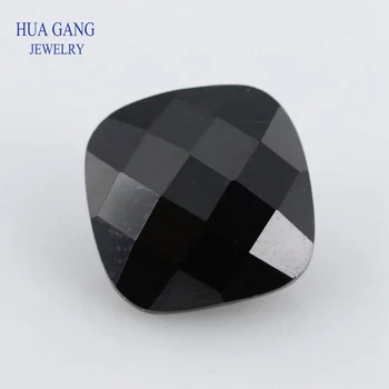 Черна възглавница в шахматна дъска модел, вырезанная под формата на принцеса, стъклени мъниста, синтетични скъпоценни камъни за бижута, размер 3x3 ~ отгледа 10х10 мм