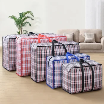 Шотландският клетчатая чанта за съхранение, Удебелена чанта за опаковане на багаж, Водоустойчив тканая чанта, богат на функции преносим пътна чанта за движение